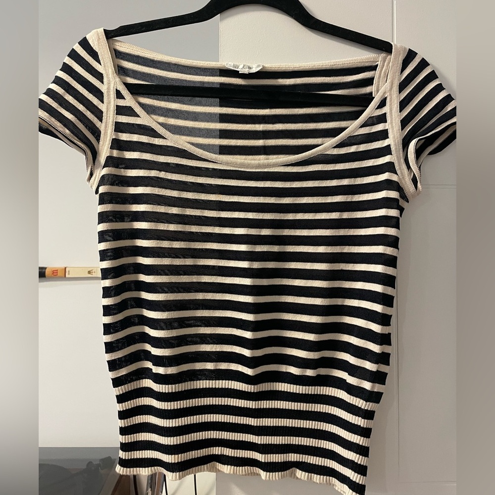 MaxMara Black and Cream Striped Top